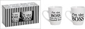Set de 2x mugs avec texte I'm the boss (quand elle n'est pas là) - Mugs - Cups - Wedding Gift - Valentine's Gift