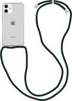 Hoesje met Koord Geschikt voor de Apple iPhone 12 Mini | Back Cover met Ketting | Flexibel TPU | Ideaal voor Festival / Vakantie | Zwart
