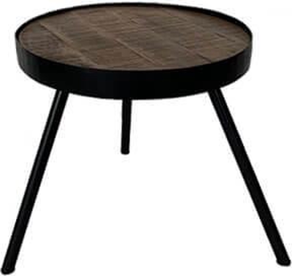 by Mooss - Bijzettafel - Driepoot - Tafel - Rond - Ã˜ 50 x 48 cm - Hout - Metaal - Bruin - Zwart - Trendy - Stoer