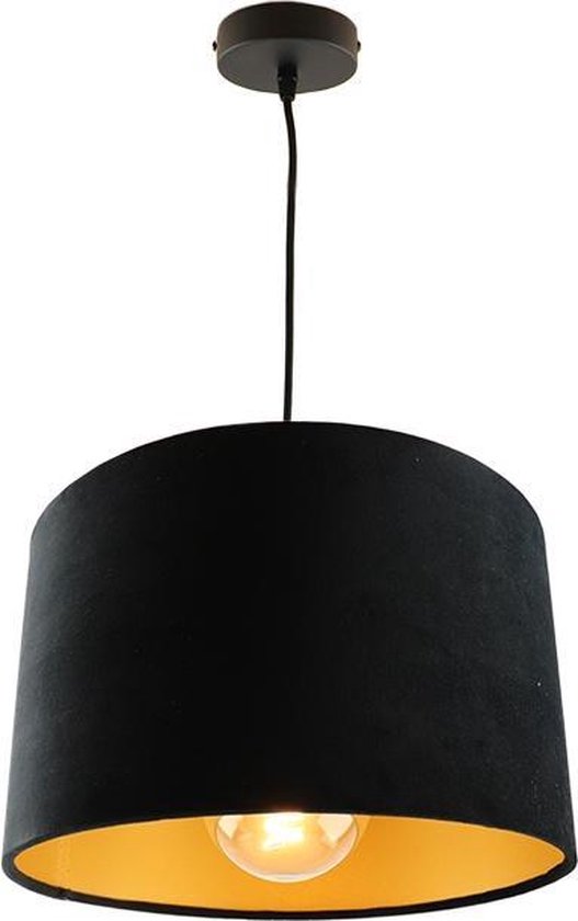 Olucia Urvin - Moderne Hanglamp - Stof - Goud;Zwart - Rond - 30 cm