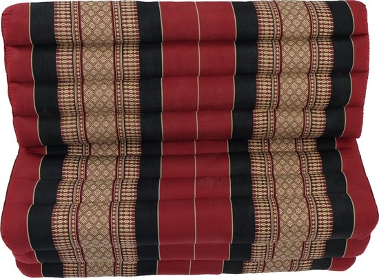 Fine Asianliving Thais Kussen Meditatie Driehoek Vloer Ligmat Yoga Uitklapbaar Kapok 80x190cm XXXL Rood Meditatie Mat Matras van Fine Asianliving — afbeelding 2