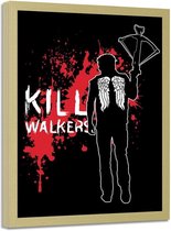 Foto in frame , Kill Walkers ,  70x100cm , filmpersonage , rood wit zwart , wanddecoratie