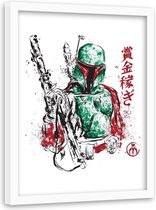 Foto in frame ,  Assassin in groen , 70x100cm , rood zwart , wanddecoratie , Premium Print