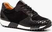 TwoDay leren dames croco sneakers - Zwart - Maat 37 - Echt leer