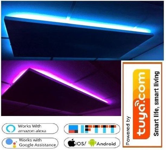 Infrarood verwarming paneel met RGB ledverlichting (wifi bedienbaar)  32x75cm 200 Watt... | bol.com