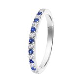Lucardi Dames Ring met witte en blauwe zirkonia - Ring - Cadeau - Echt Zilver - Zilverkleurig