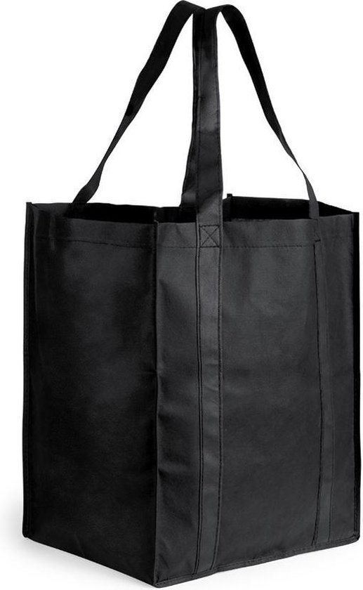 Boodschappen tassen/shoppers zwart 38 cm - Stevige boodschappentassen/ shoppers | bol.com