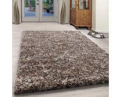 Flycarpets Lorium Vloerkleed - 120x170 cm - Beige/Mocca/Cream - Hoogpolig