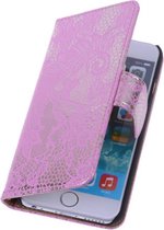 Wicked Narwal | Lace bookstyle / book case/ wallet case Hoes voor iPhone 4 Roze