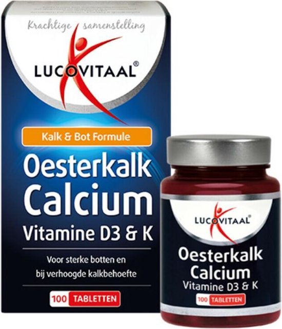 Lucovitaal Oesterkalk Calcium Vitamine D3 & K Voedingssupplement - 100 tabletten - Lucovitaal