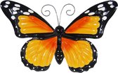 Wanddecoratie - 3D metaal vlinder oranje - 3D art - voor huis en tuin