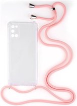 Shop4 - Oppo A92 Hoesje - Zachte Back Case met Koord Roze