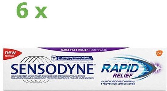 Udvalg Initiativ hæk Sensodyne Rapid Relief Tandpasta 6 x 75ml Pack Voordeelverpakking | bol.com