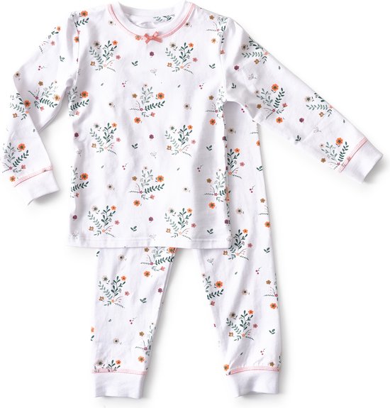 Little Label - baby pyjama - flower white - maat: 80 - bio-katoen | bol.com