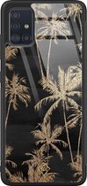 Samsung A51 hoesje glass - Palmbomen | Samsung Galaxy A51  case | Hardcase backcover zwart