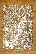 Citymap London Notenhout - 60x90 cm - Stadskaart woondecoratie - Wanddecoratie - WoodWideCities