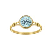 Ringen dames | Gold plated ring met aqua kristal