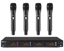 Draadloze microfoon 4x - Power Dynamics PD504H draadloos microfoon systeem met 4 UHF handmicrofoons