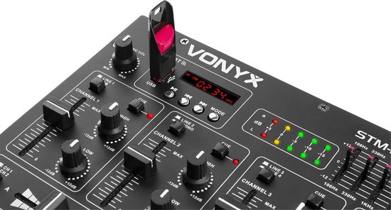 DJ Mixer met 8 Kanalen - Vonyx STM2290 - Mengpaneel met MP3 Speler, Bluetooth en Sound Effects - 5 Band EQ - Vonyx