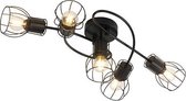 QAZQA botu - Design Plafondlamp - 5 lichts - L 59 cm - Zwart -  Woonkamer | Slaapkamer | Keuken