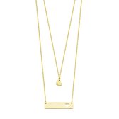 CO88 Collection 8CN 26200 Ketting Dames - Staal - 2 Lagen - Layer ketting - Hartje - 46cm - Goudkleurig