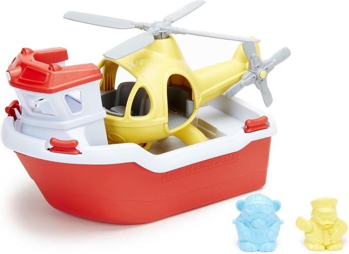 Speelgoed reddingsboot met helicopter - Green Toys