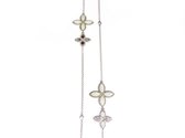 Lange zilveren collier halsketting Model Delicate Feminine gezet met witte stenen