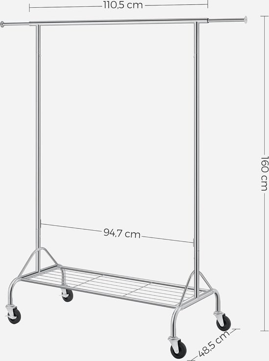 Kledingrek Op Wieltjes Voor Een Zware Belasting Tot 90 Kg, İn