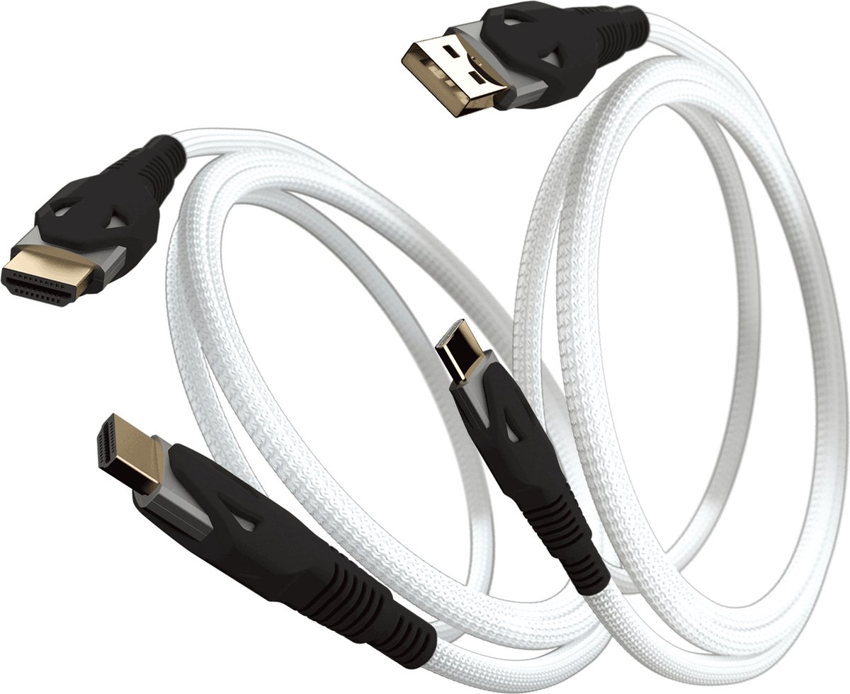 Gioteck HDMI 2.1 + USB-C kabel - Ultra high speed - 8K - 4K - FULL HD - 2m + USB-C 3A FAST CHARGE 3m