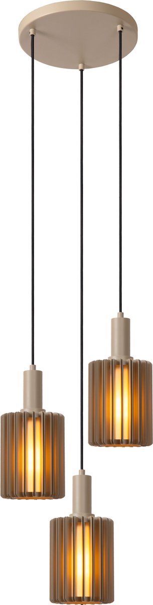 Lucide LAMBRES - Hanglamp - 3xE27 - Taupe