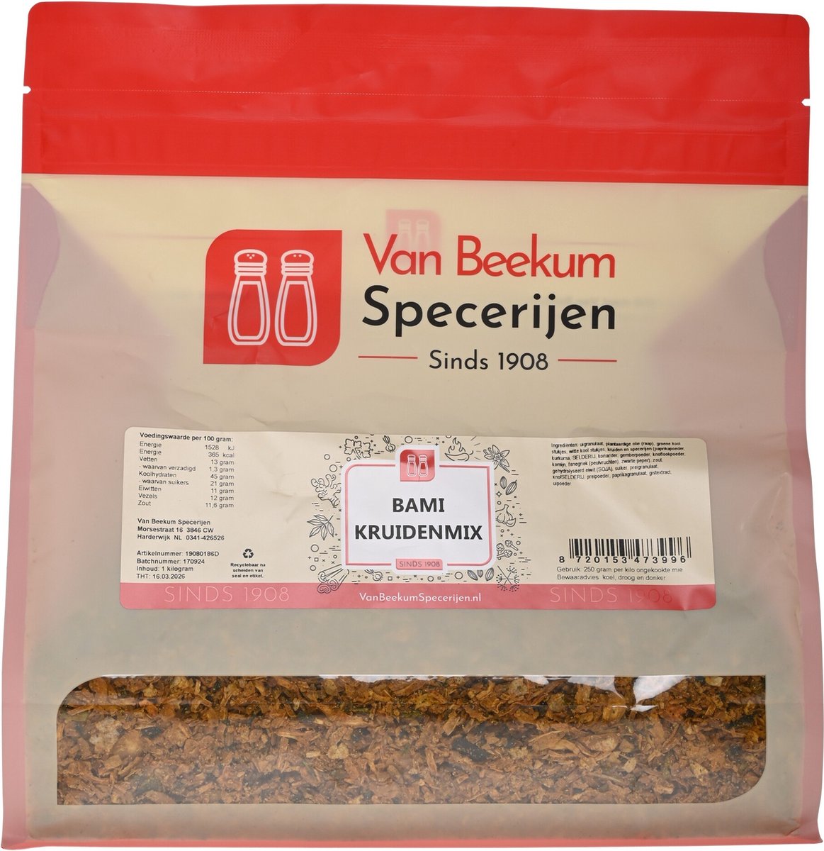 Goedkoopste Van Beekum Specerijen - Bami Kruidenmix - 1 KG (hersluitbare stazak
