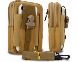 Hoesje geschikt voor Vodafone Smart ULTRA 6 in roze camouflage tactische mobiele telefoon molle EDC etui compatibel schoudertache militaire riem case cover