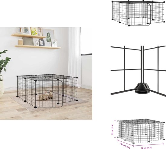 VIDAXL Cage animaux de compagnie a 60 panneaux et porte Noir 35x35 cm pas cher