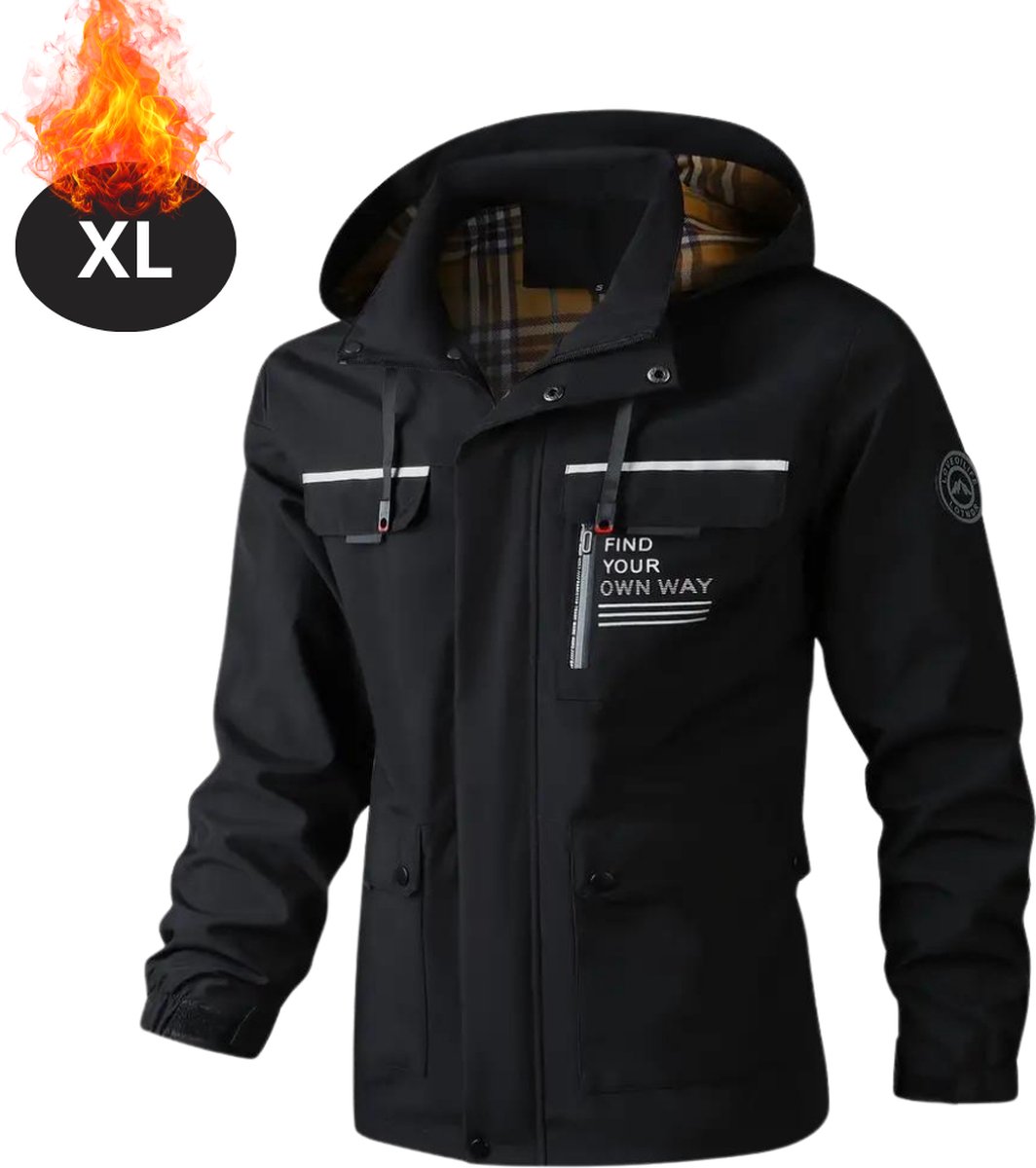 Nivard Windjas Voor Heren Parka Lente & Herfst Jas Volwassen Windjack Windbreaker Zwart