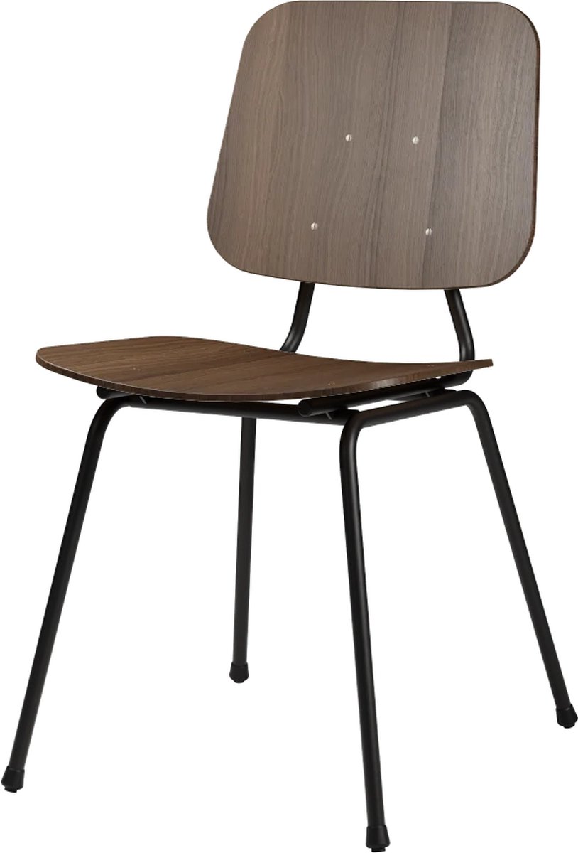 Design In Box - Eetkamerstoel - Eetstoel - Zwart/Walnoot - Metalen Poten