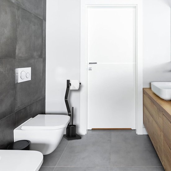 Relaxdays toiletaccessoires set, bamboe, HBD: ca. 82 x 36 x 21 cm, met wc-borstel en toiletborstelhouder, natuur