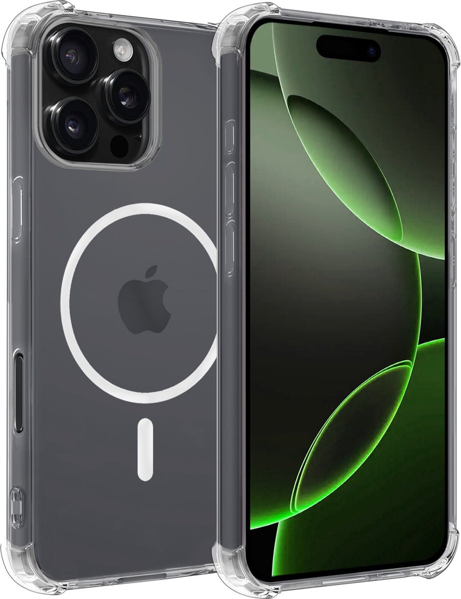 Hoesje Geschikt voor Apple iPhone 16 Pro Max - Magsafe Compatible - Sterk & Shockproof - Back Cover - Shock Proof Case - Telefoon Hoes Shockproof - Transparant
