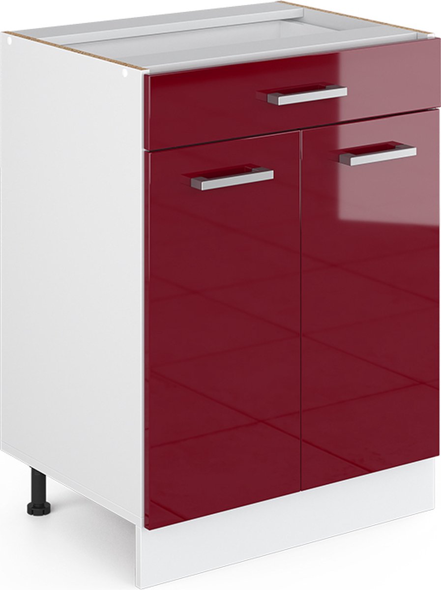 Vicco R-Line Universele onderkast – 60 cm met laden, zonder werkblad Bordeauxrode hoogglan