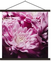 Posterhanger incl. Poster 40x40 cm - Schoolplaat - Bloemen - Roze - Natuur - Textielposter - Zwarte latten