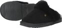 Zwarte pantoffel met bont en dikke zool