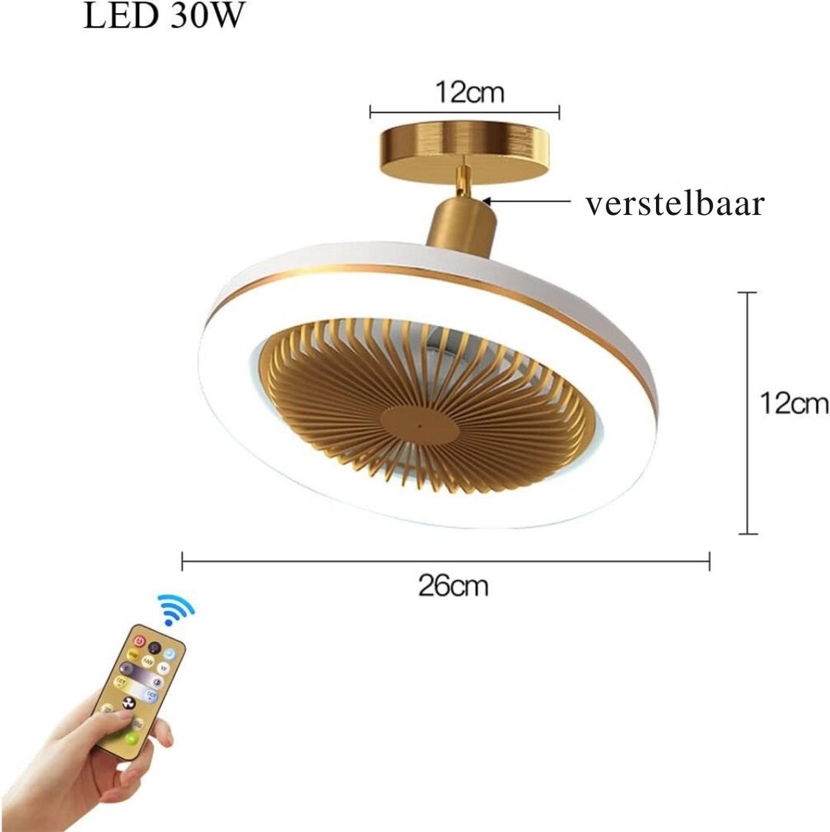 Plafondventilator Met Verlichting - Smart Lamp Met Afstandsbediening – Plafonniere Keuken Lamp Met 3 Ventilatiesnelheden & Dimbare Kleuren - Woonkamerlamp – Plafond Ventilator Lamp Met Hoekinstelling thumbnail 6