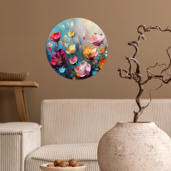 WallCircle® - Papier peint cercle 30x30 cm - Stickers muraux Fleurs - Coloré - Abstrait - Peinture - Nature - Cercle mural salon - Cercle mural chambre - Décoration de chambre autocollante - Accessoires de Décoration murale