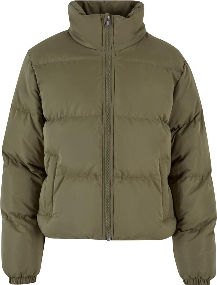 Urban Classics Ladies Short Peached Puffer Jacket Winterjas L Groen