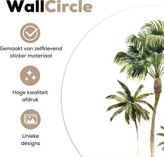WallCircle - Stickers muraux - Cercle de papier peint - Jungle - Arbre - Vert - 100x100 cm - Cercle mural - Autocollant - Papier peint autocollant rond XXL
