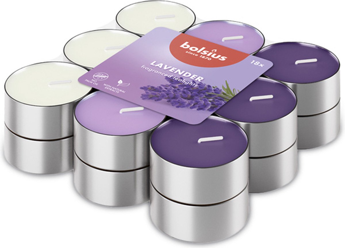 144 stuks Bolsius lavendel - lavender geurtheelichtjes (3 uur)