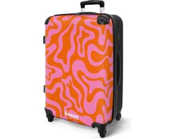 NoBoringSuitcases.com NoBoringSuitcases.com® - Ruimbagage koffer groot - Rolkoffer lichtgewicht - Roze oranje abstract patroon - Reiskoffer op 4 wielen - 20 kg bagage