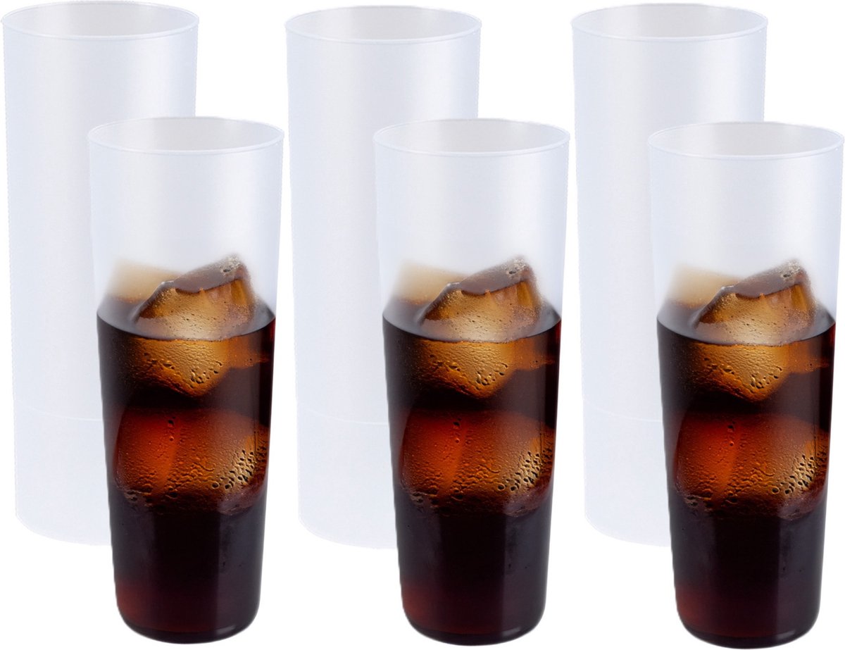 Juypal longdrink glas - 18x - wit - kunststof - 330 ml - herbruikbaar - BPA-vrij - onbreekbaar - camping