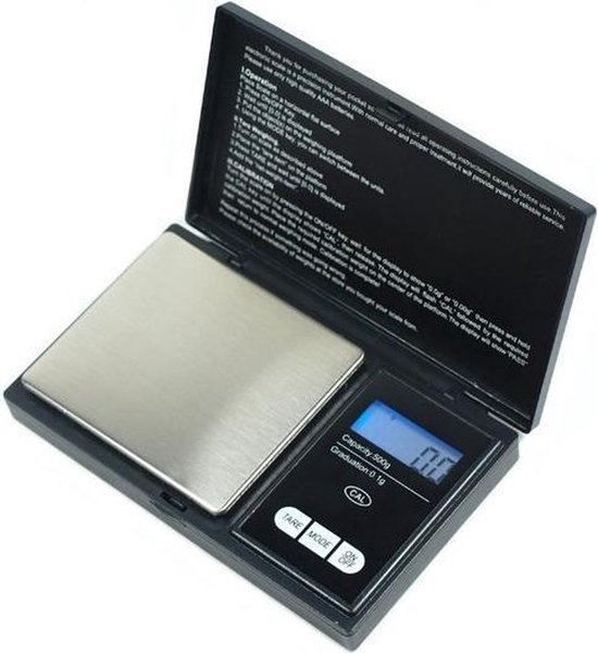 Foto: Scoby mini digitale pocket weegschaal precision scale 0 1 tot 1000 gram zilverkleurig rvs