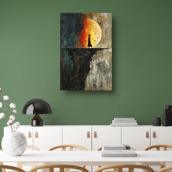 Tableau femme - Tableaux homme - Peinture sur toile Lune - Tableaux Classique - Toile avec cadre de cuisson cuisine - Toile de décoration murale chambre avec cadre de cuisson 60x90 cm