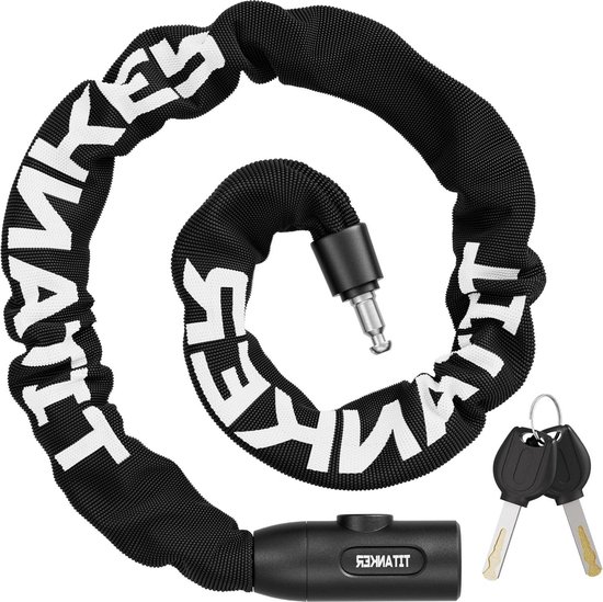 Husgw Fietsketting, diefstalbeveiliging met 2 sleutels, diefstalslot voor fiets, scooter, met waterdicht deksel, kettingslot voor fiets, motorfiets, scooter (8 x 1000 mm